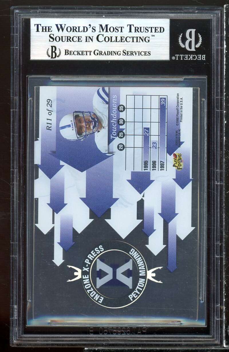 Peyton Manning Rookie 1998 Playoff Momentum Endzone X-Press Non Die Cut BGS 8.5 Image 2