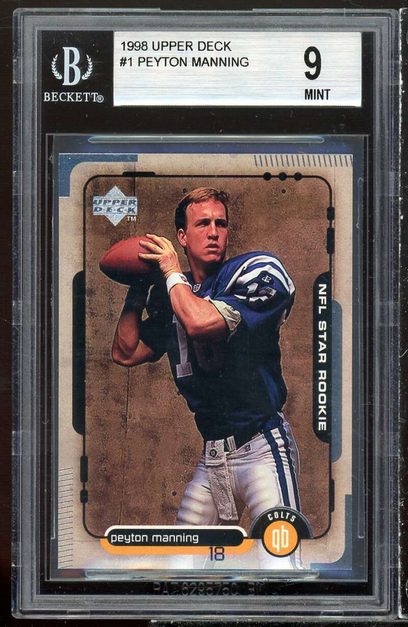 Peyton Manning Rookie Card 1998 Upper #1 BGS 9 (9 9 8.5 9) Image 1