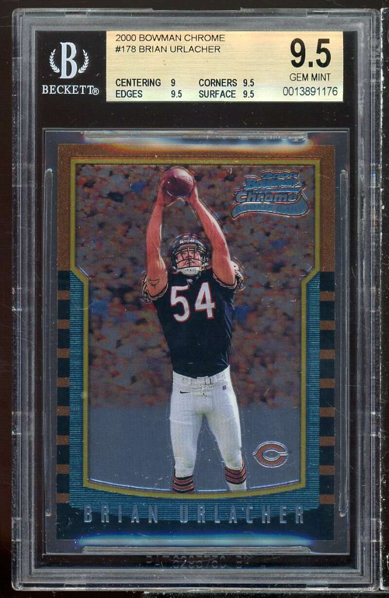 Brian Urlacher Rookie Card 2000 Bowman Chrome #178 BGS 9.5 (9 9.5 9.5 9.5) Image 1