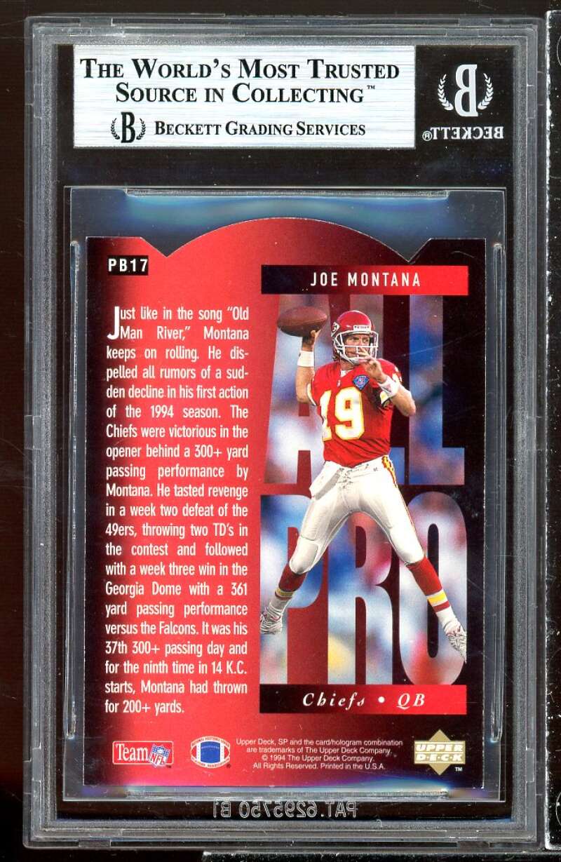 Joe Montana Card 1994 SP Holoviews Die Cuts #PB17 BGS 8.5 (9 9 9 7.5) Image 2