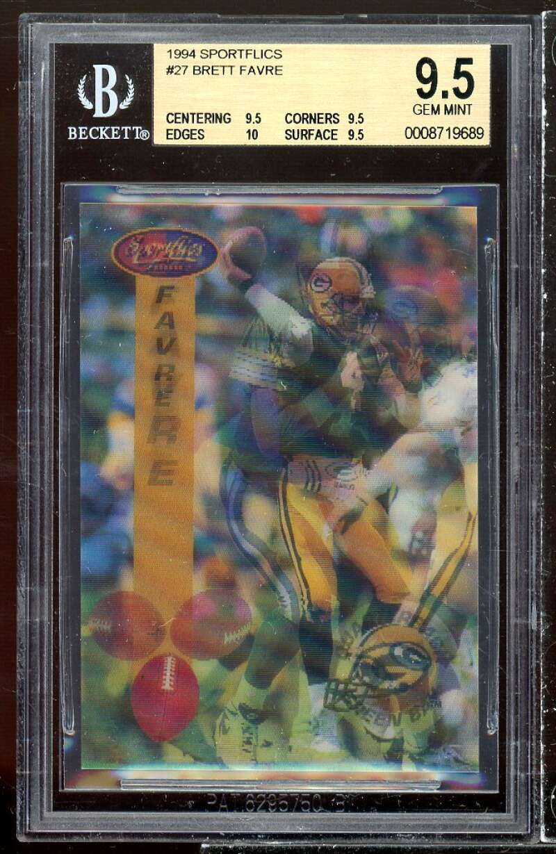 Brett Favre Card 1994 Sportflics #27 BGS 9.5 (9.5 9.5 10 9.5) Image 1