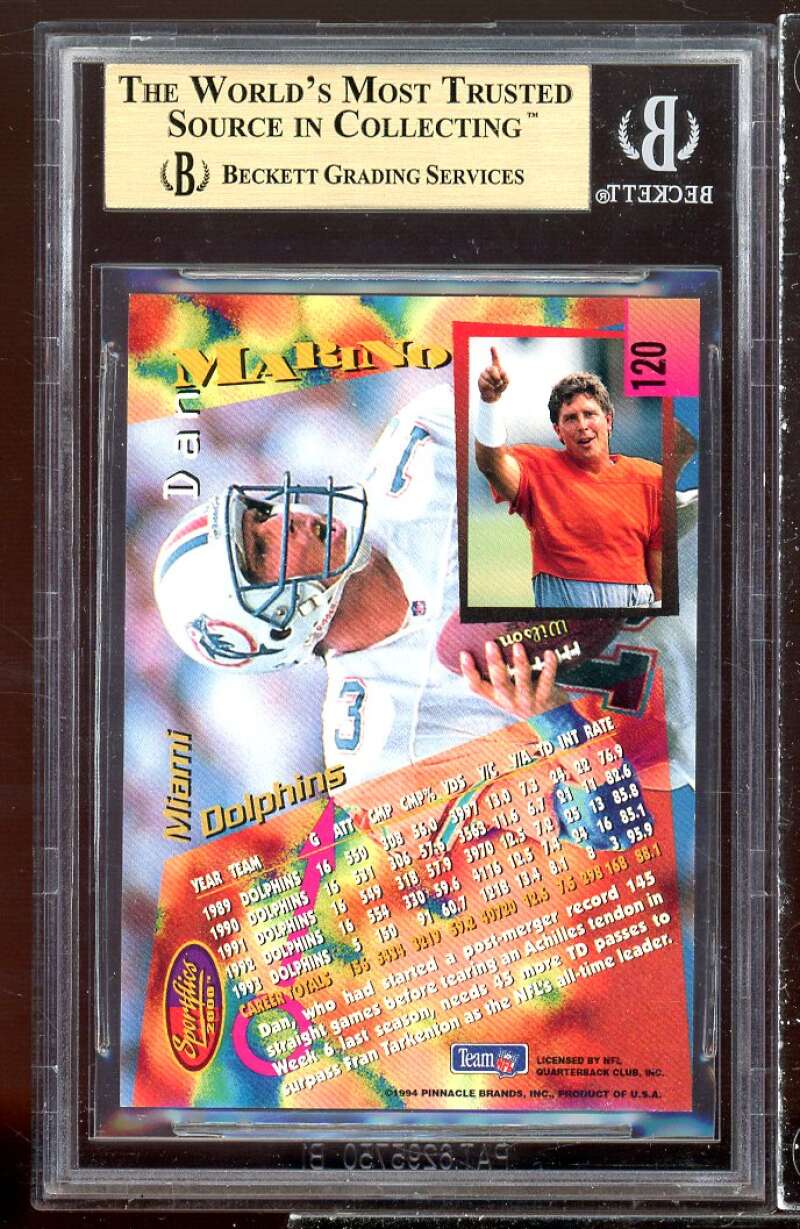 Dan Marino Card 1994 Sportflics #120 BGS 9.5 (10 9.5 9.5 9) Image 2