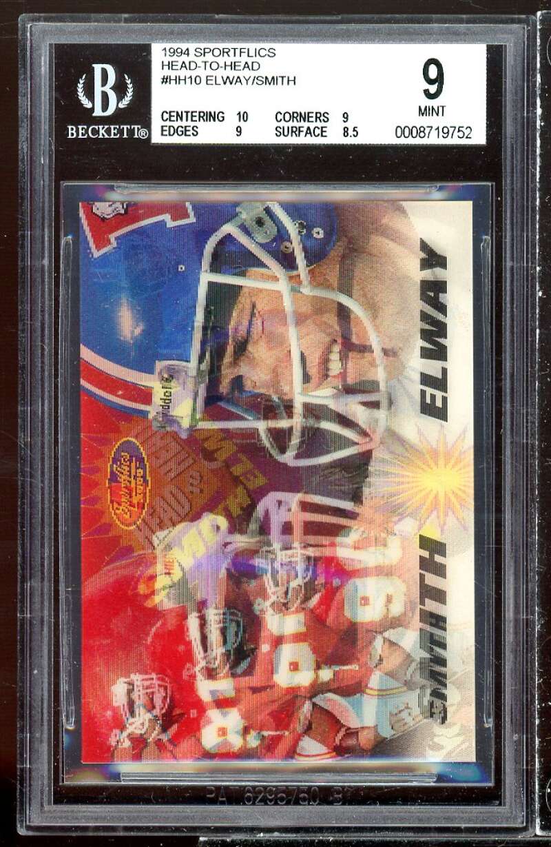 John Elway/Neil Smith Card 1994 Sportflics Head-To-Head #HH10 BGS 9 (10 9 9 8.5) Image 1