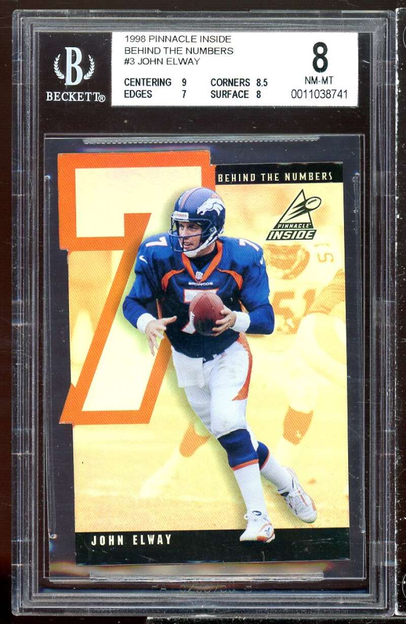 John Elway Card 1998 Pinnacle Inside Behind The Numbers #3 BGS 8 (9 8.5 7 8) Image 1