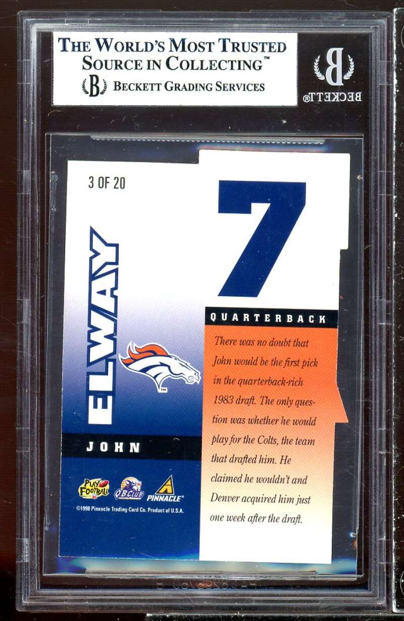 John Elway Card 1998 Pinnacle Inside Behind The Numbers #3 BGS 8 (9 8.5 7 8) Image 2