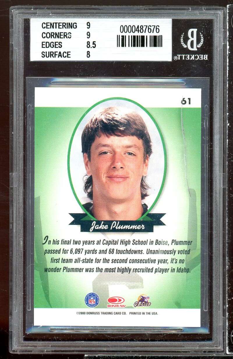 Jake Plummer Card 2000 Donruss Preferred Graded Series #61 BGS 8.5 (9 9 8.5 8) Image 2