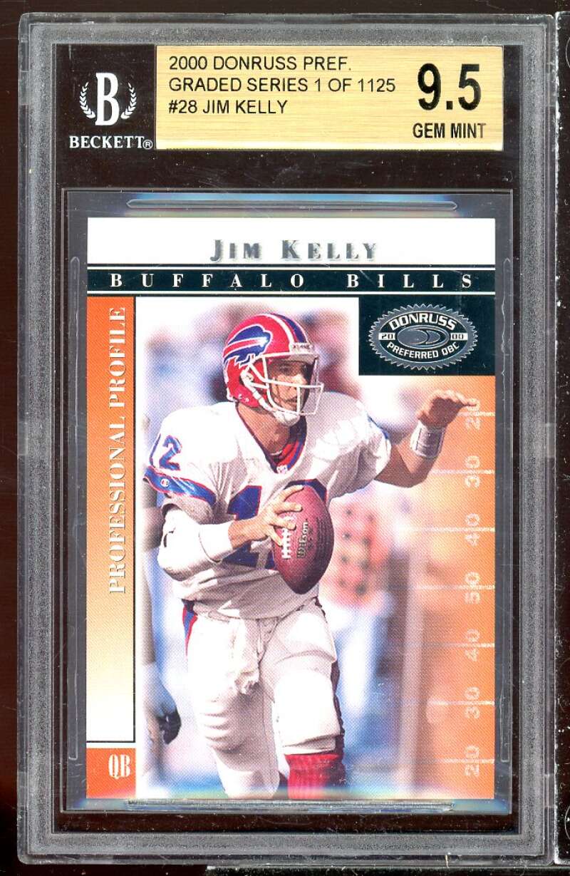 Jim Kelly Card 2000 Donruss Preferred Graded Series #28 BGS 9.5 (9.5 9 9.5 9.5) Image 1