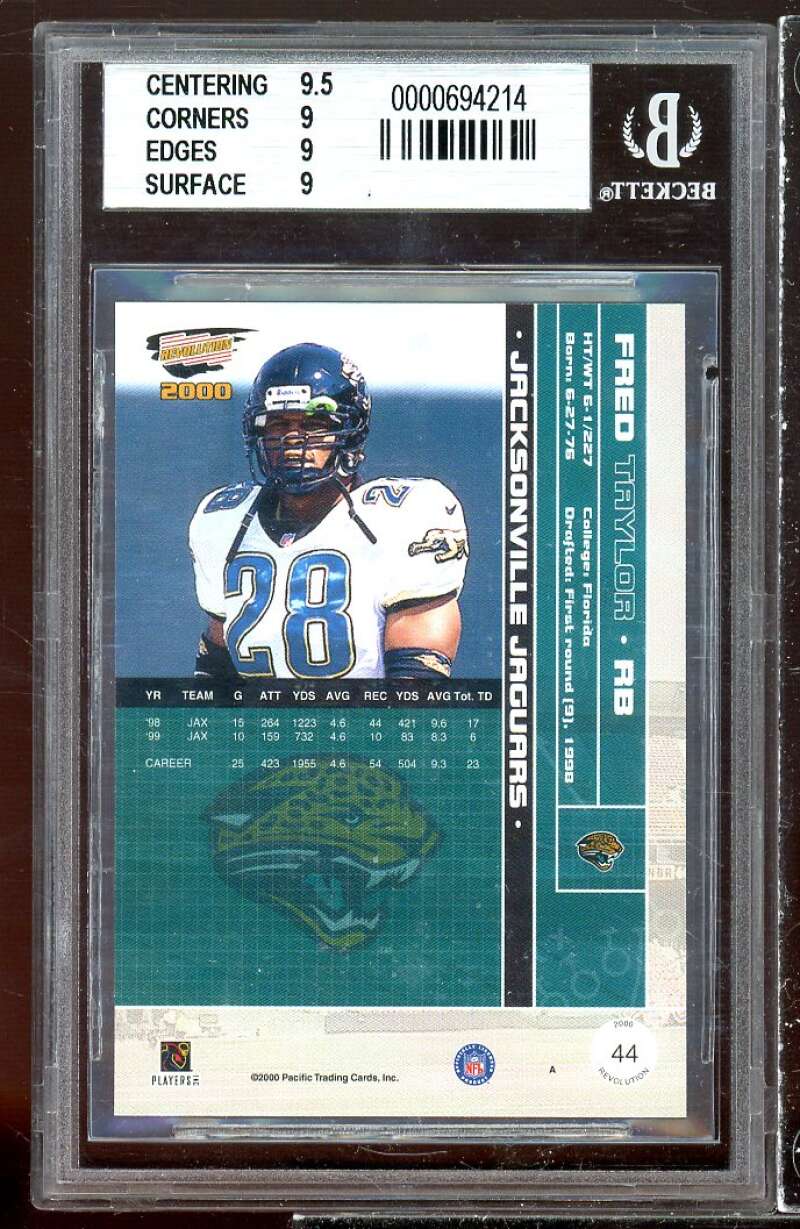 Fred Taylor Card 2000 Revolution #44 BGS 9 (9.5 9 9 9) Image 2