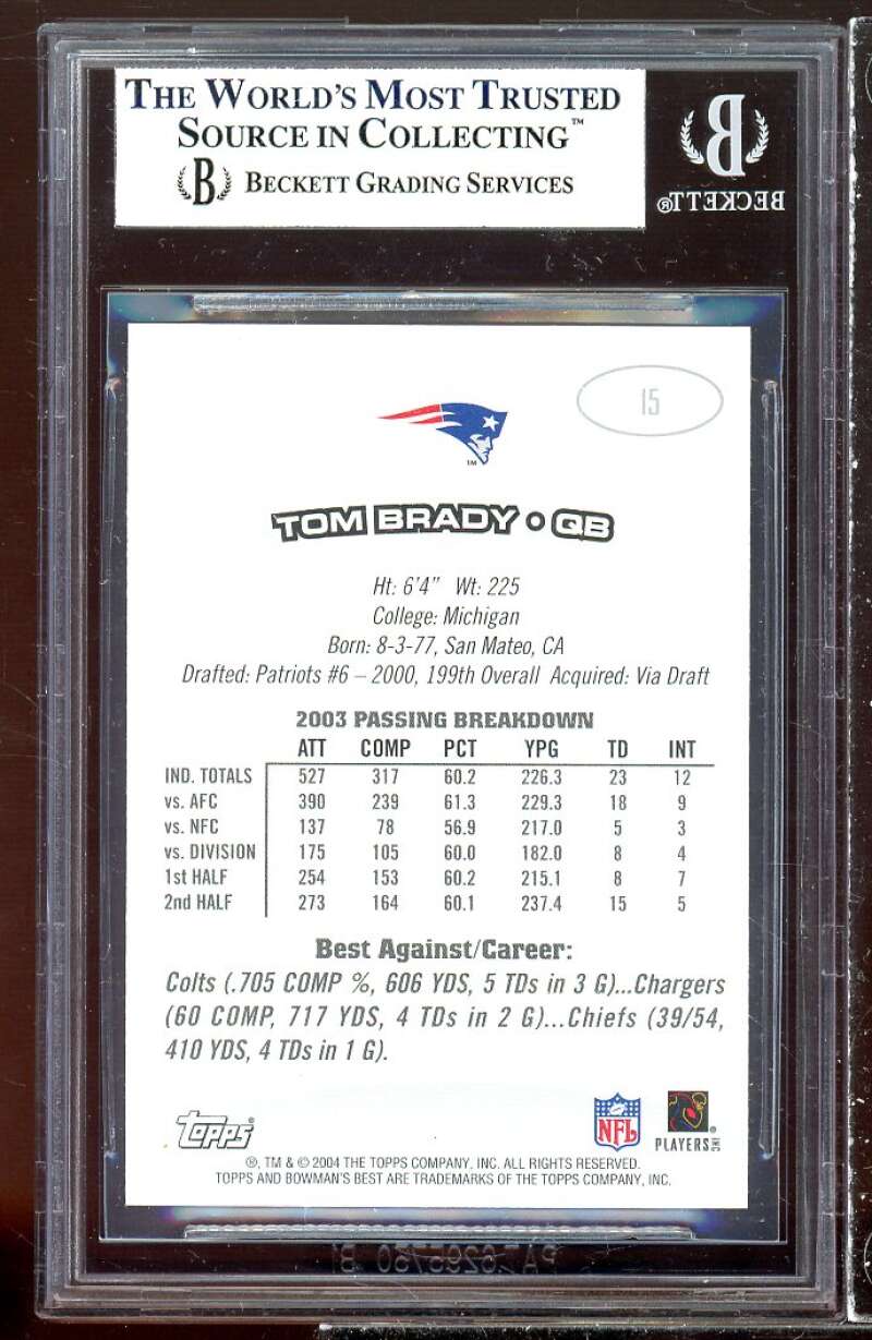 Tom Brady Card 2004 Bowman's Best #15 BGS 8 (9.5 8 7 9) Image 2