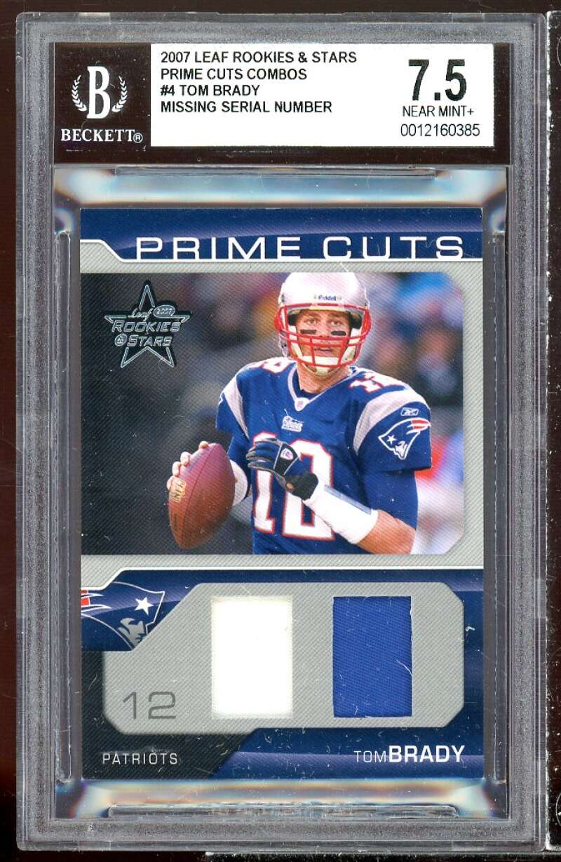 Tom Brady Card 2007 Leaf Rookies n Stars Longevity Prime Cut Combos #4 BGS 7.5 Image 1