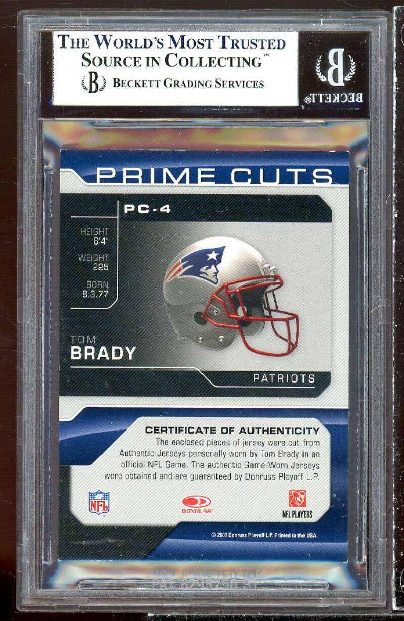 Tom Brady Card 2007 Leaf Rookies n Stars Longevity Prime Cut Combos #4 BGS 7.5 Image 2