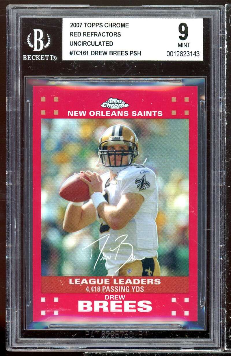 Drew Brees Card 2007 Topps Chrome Red Refractors Uncirculated #TC161 BGS 9 Image 1