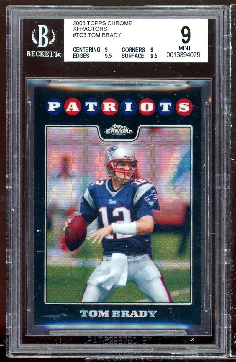 Tom Brady Card 2008 Topps Chrome Xfractors #TC3 BGS 9 (9 9 9.5 9.5) Image 1