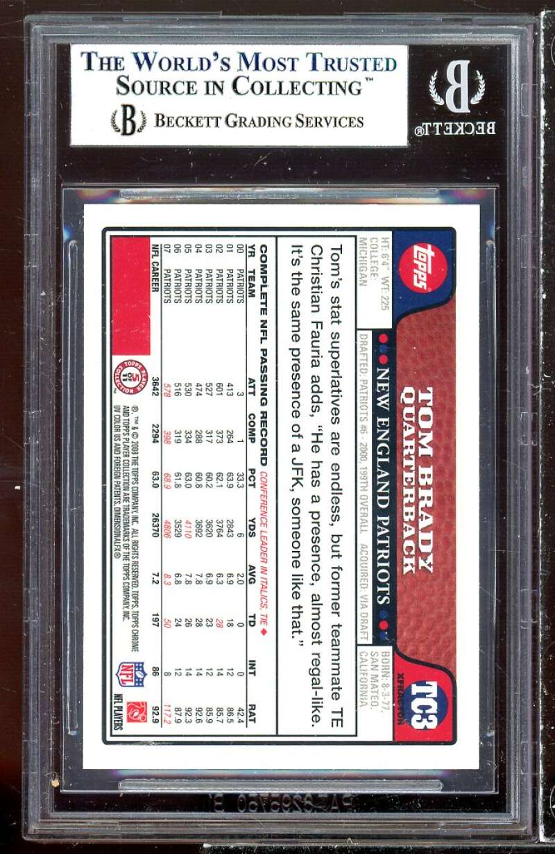 Tom Brady Card 2008 Topps Chrome Xfractors #TC3 BGS 9 (9 9 9.5 9.5) Image 2