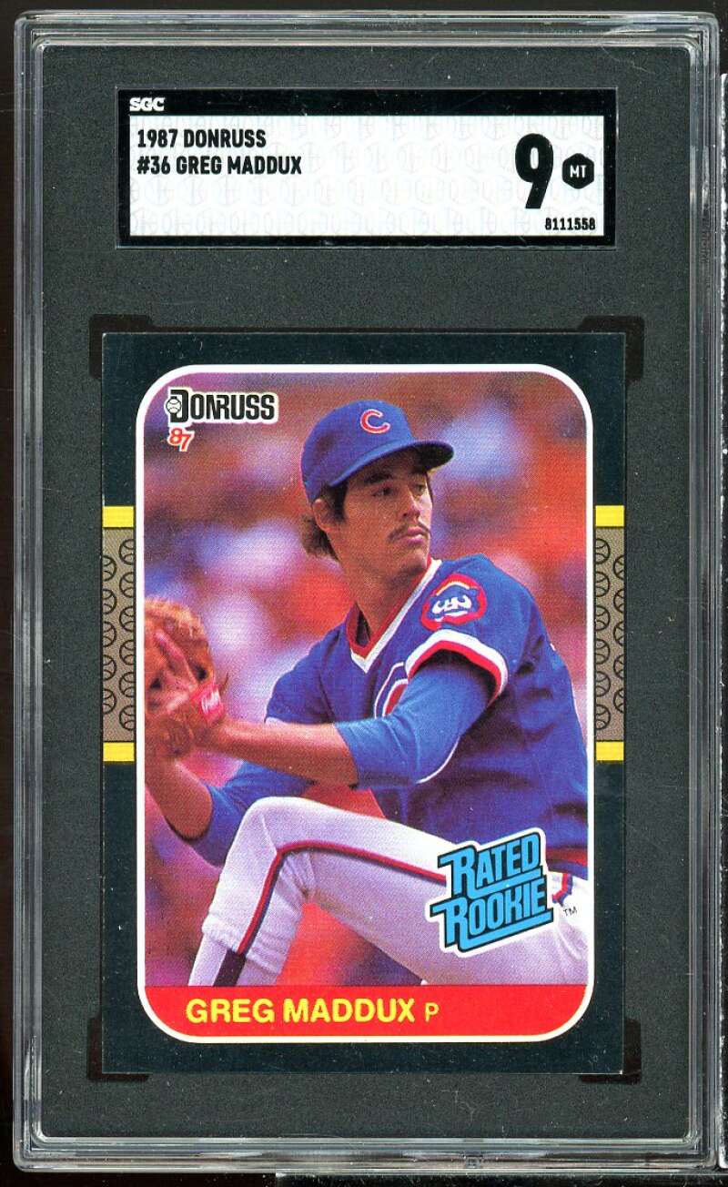 Greg Maddux Rookie Card 1987 Donruss #36 SGC 9 MINT Image 1