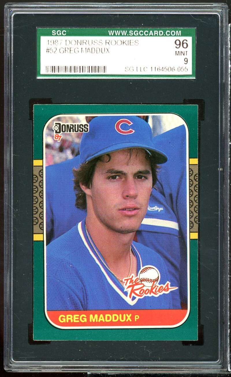 Greg Maddux Rookie Card 1987 Donruss Rookies #52 SGC 9 MINT Image 1