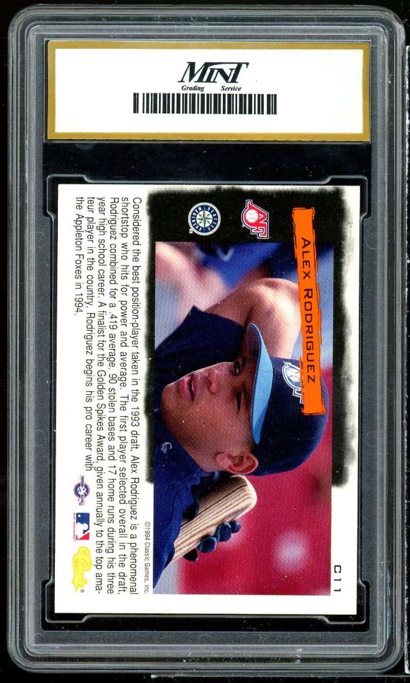 Alex Rodriguez Rookie Card 1994 Classic COTC #C11 MINT GRADING 10 GEM MT Image 2