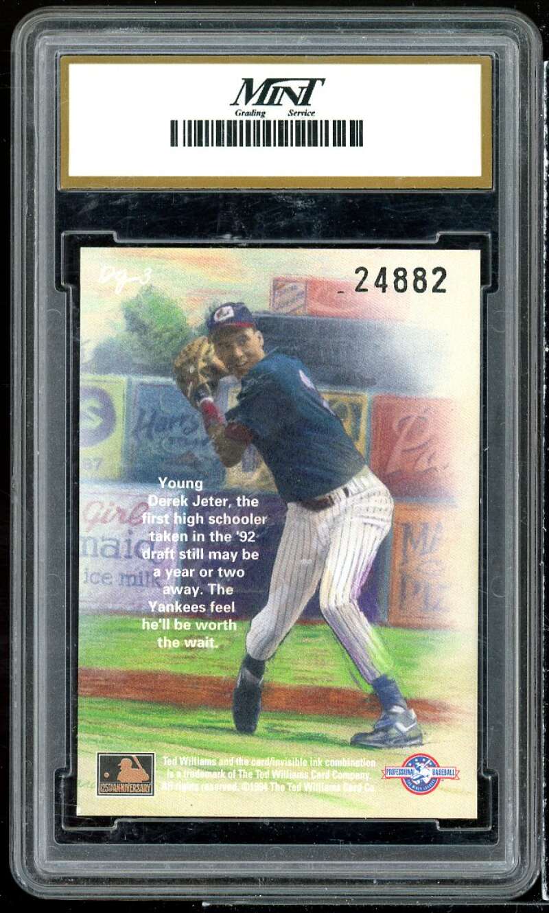 Derek Jeter Card 1994 Ted Williams Dan Gardiner #DG3 MINT GRADING 10 GEM MT Image 2