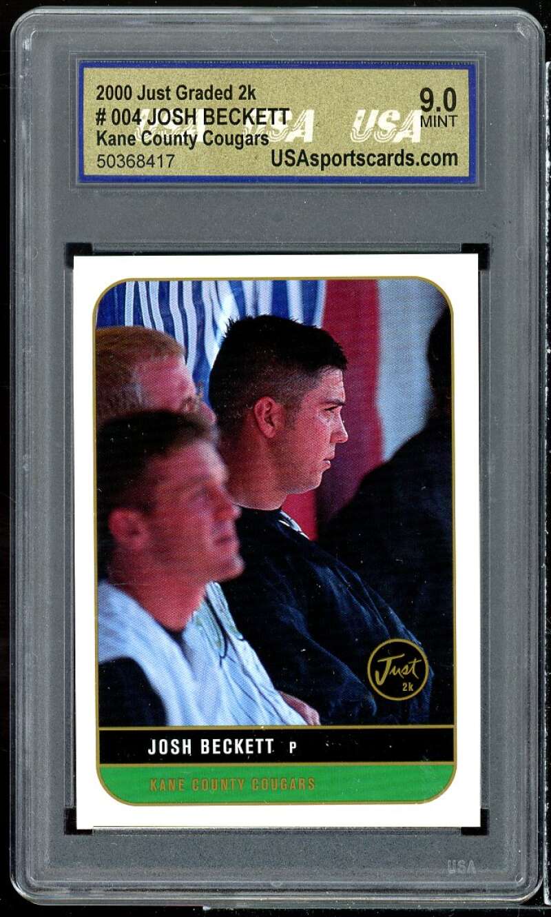 Josh Beckett Rookie Card 2000 Just Graded 2K Kane County #4 USA 9 MINT Image 1