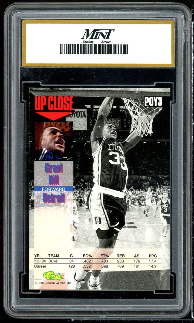 Grant Hill Rookie Card 1994 Classic Images #poy3 MINT GRADING 10 GEM MT Image 2