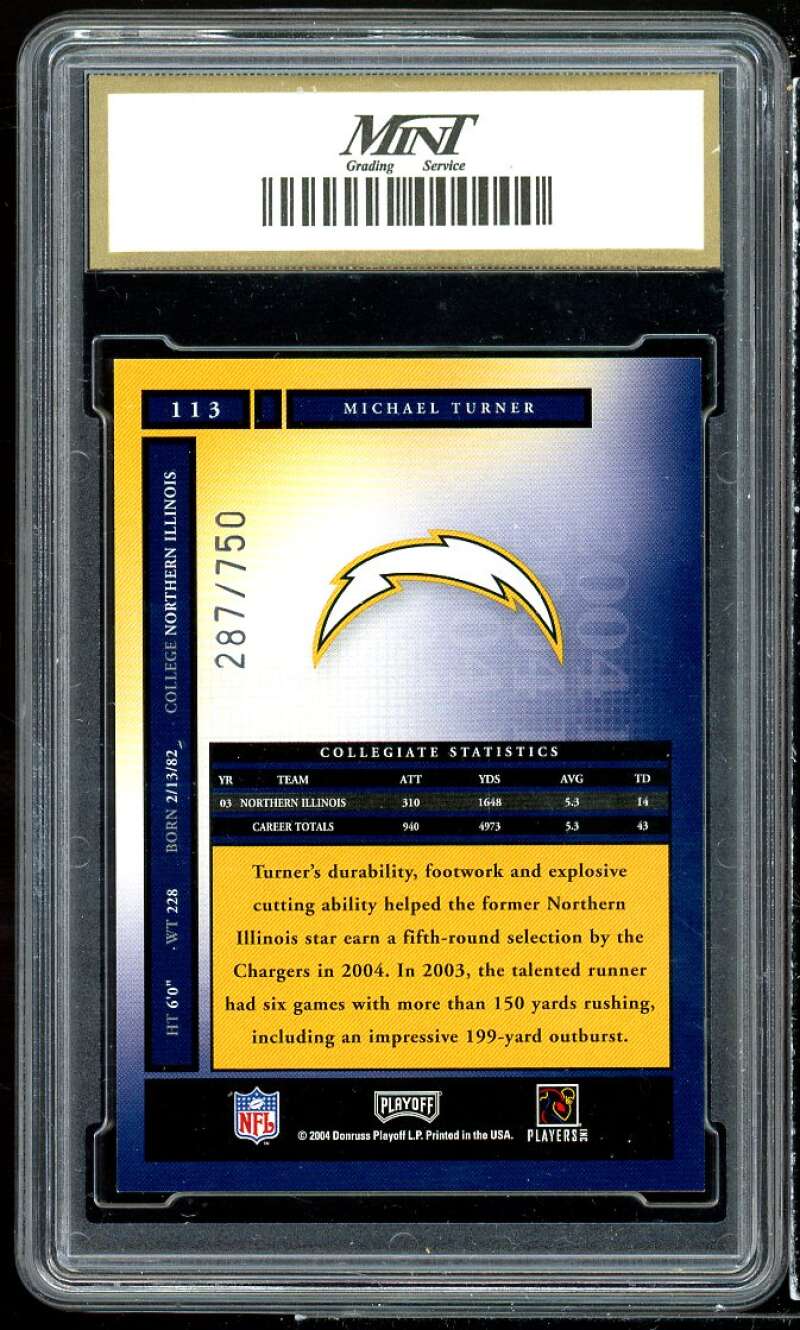 Michael Turner Rookie Card 2004 Playoff Honors #113 MINT GRADING 9 MINT Image 2