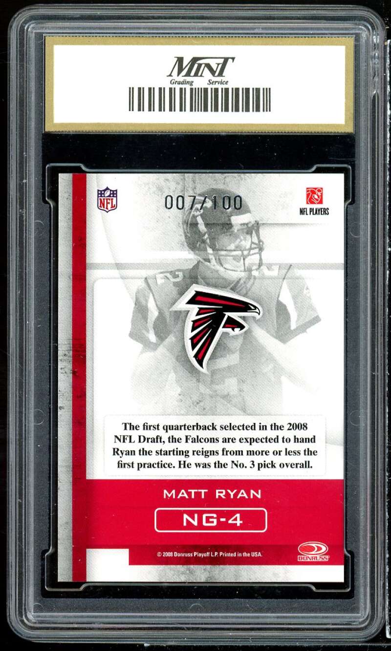 Matt Ryan Rookie Card 2008 Donruss Gridiron Gold Holo #4 MINT GRADING 8.5 NM-MT+ Image 2