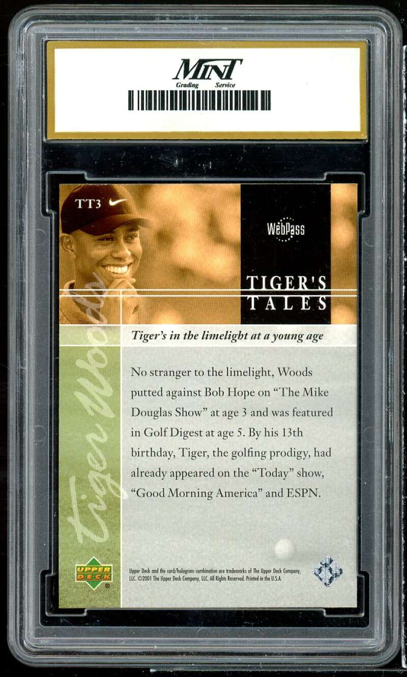 Tiger Woods Rookie 2001 Upper Deck Golf Tiger Tales #tt3 MINT GRADING 10 GEM MT Image 2