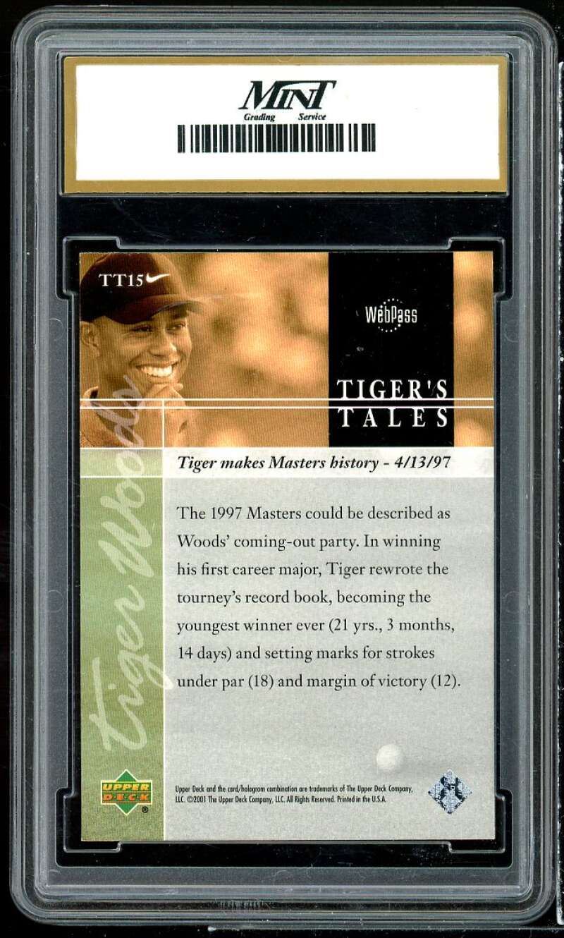 Tiger Woods Rookie 2001 Upper Deck Golf Tiger Tales #tt15 MINT GRADING 10 GEM MT Image 2