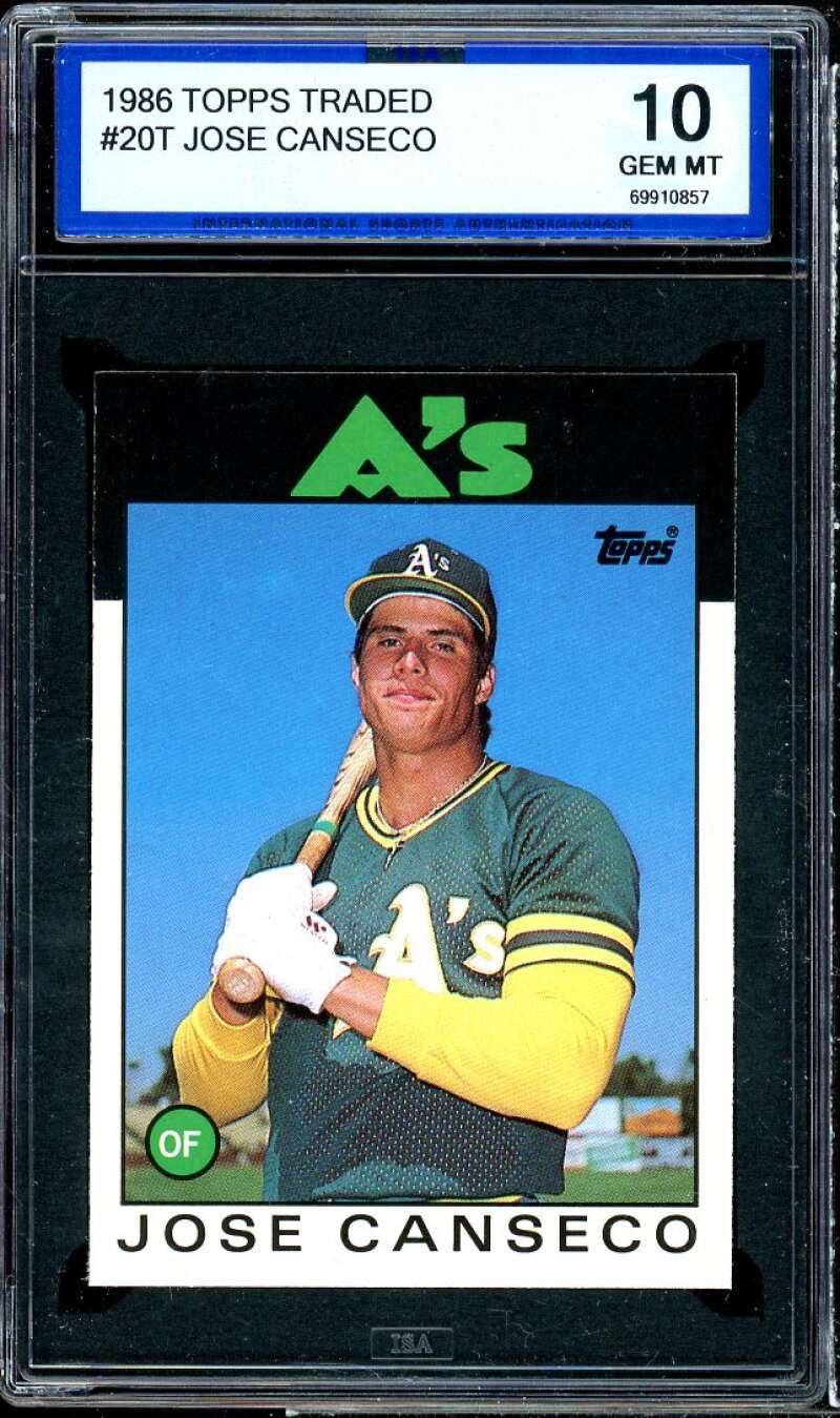 Jose Canseco Rookie Card 1986 Topps Traded #20t ISA 10 GEM MT Image 1