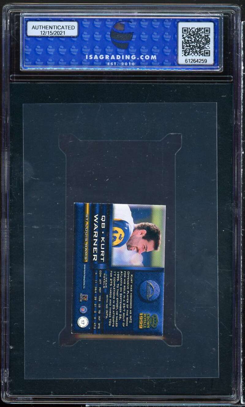 Kurt Warner Rookie Card 1999 Pacific Crown Royal Card-Supial Small ISA 8 NM-MT Image 2