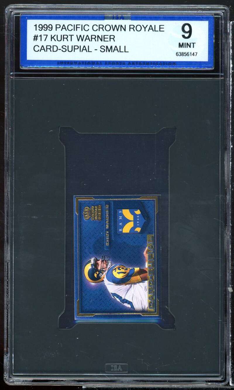 Kurt Warner Rookie Card 1999 Pacific Crown Royal Card-Supial Small ISA 9 MINT Image 1