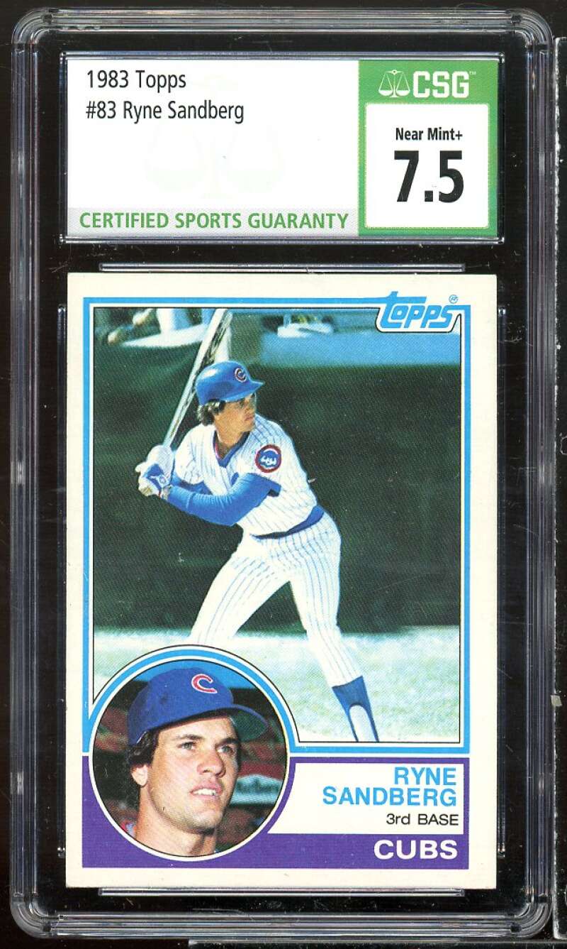 Ryne Sandberg Rookie Card 1983 Topps #83 CSG 7.5 NR MINT+ Image 1