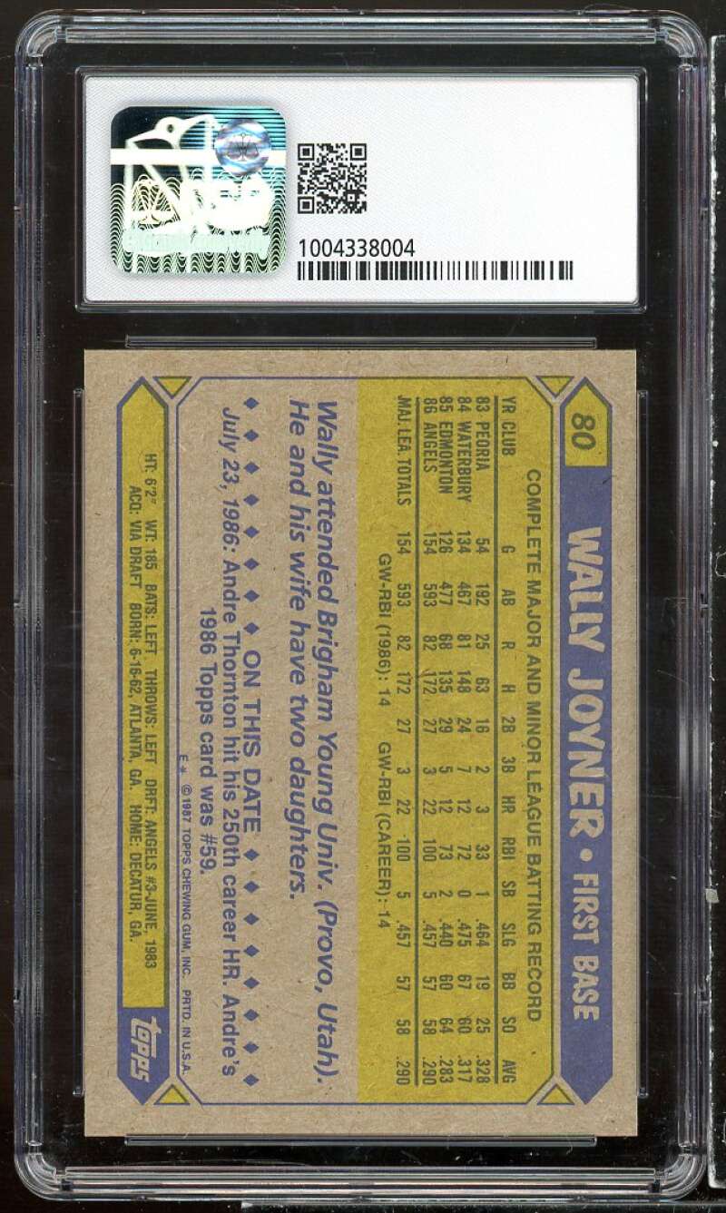 Wally Joyner Rookie Card 1987 Topps #80 CSG 9 MINT Image 2