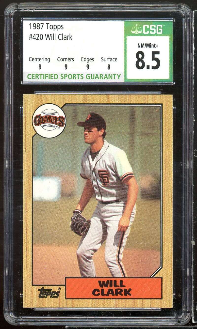 Will Clark Rookie Card 1987 Topps #420 CSG 8.5 NM-MINT+ Image 1