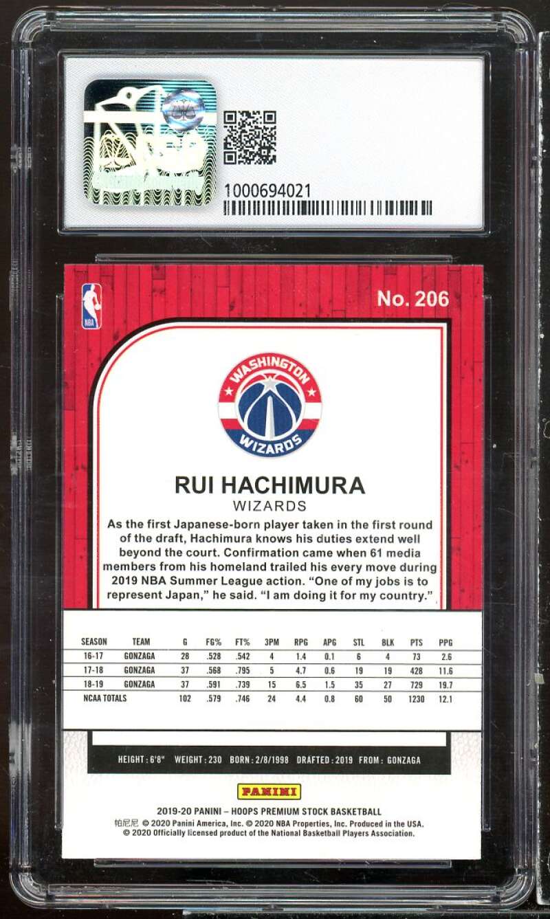 Rui Hachimura Rookie Card 2019-20 Panini Hoops Premium Stock #206 CSG 9 MINT Image 2