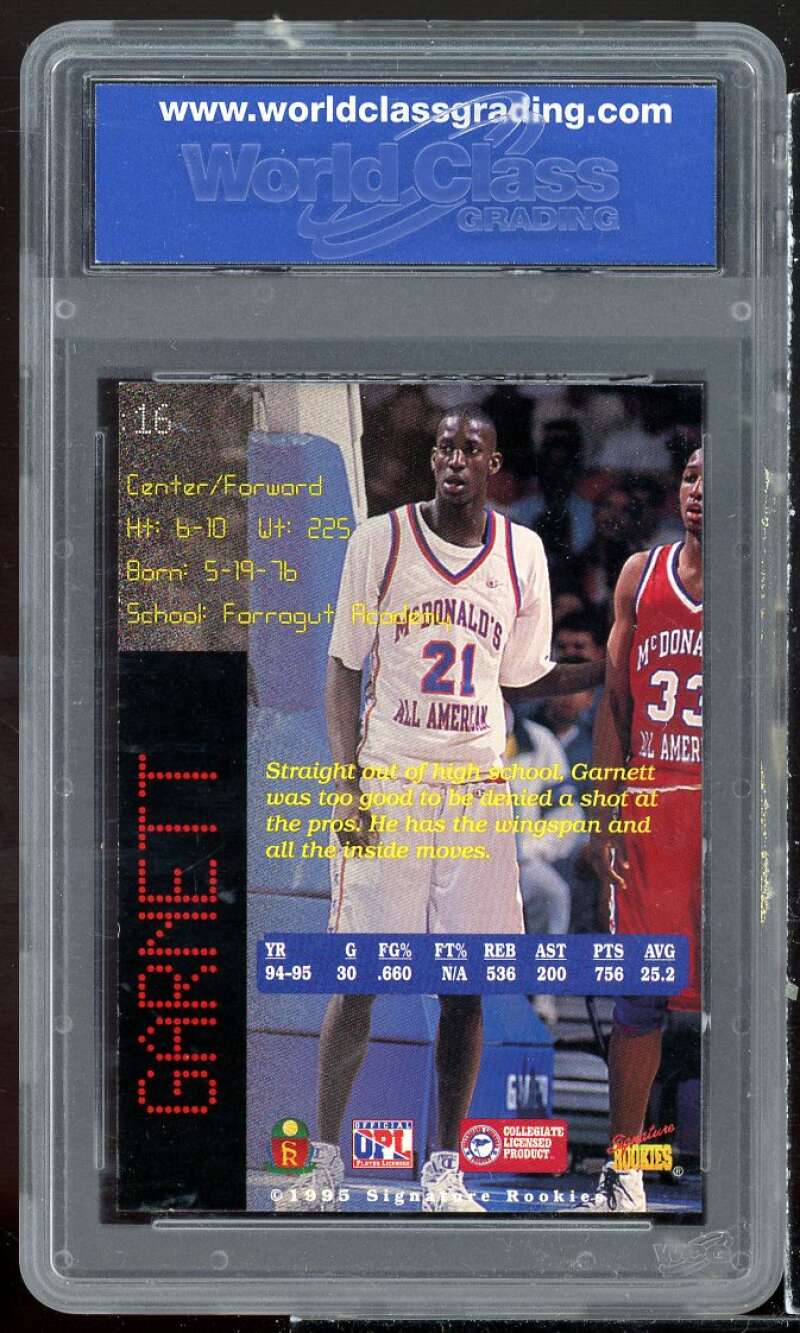 Kevin Garnett Rookie 1995 Signature Rookies Promo #16 WCG 10 GEM-MT Image 2