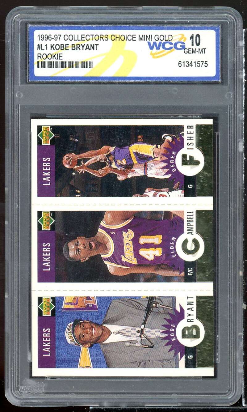 Kobe Bryant Rookie Card 1996 Collector's Choice Mini Gold #l1 WCG 10 GEM-MT Image 1