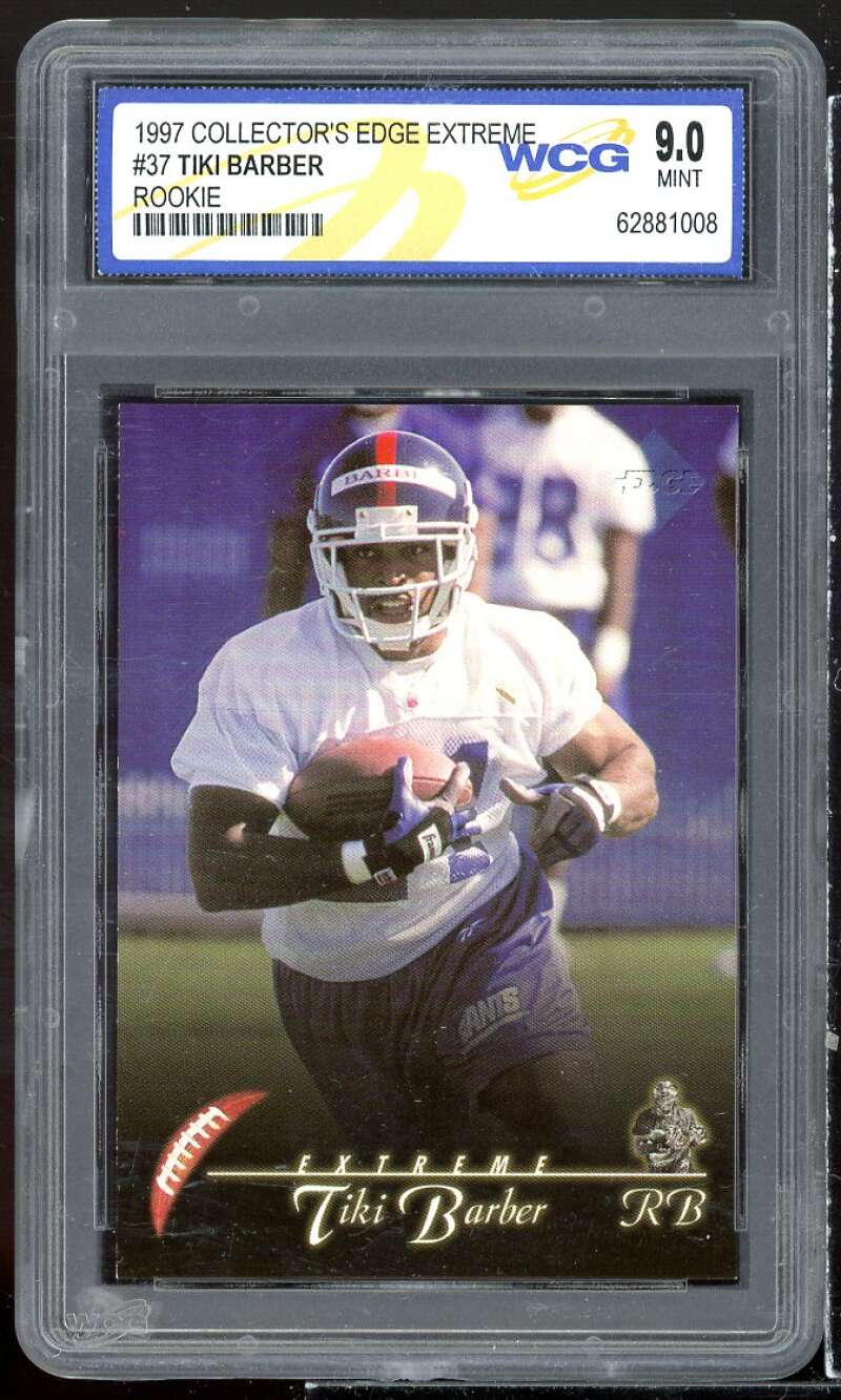 Tiki Barber Rookie Card 1997 Collector's Edge Extreme #38 WCG 9 MINT Image 1