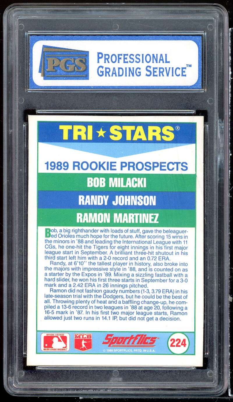 Randy Johnson Rookie Card 1989 Sportflics Tri-Stars #224 PGS 8.5 NM-MT+ Image 2