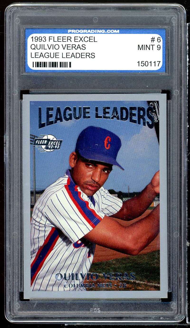 Quilvio Veras Rookie Card 1993 Fleer Excel League Leaders #6 PGS 9 MINT Image 1