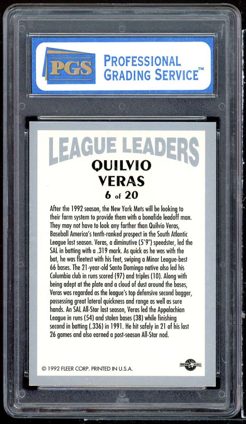 Quilvio Veras Rookie Card 1993 Fleer Excel League Leaders #6 PGS 9 MINT Image 2