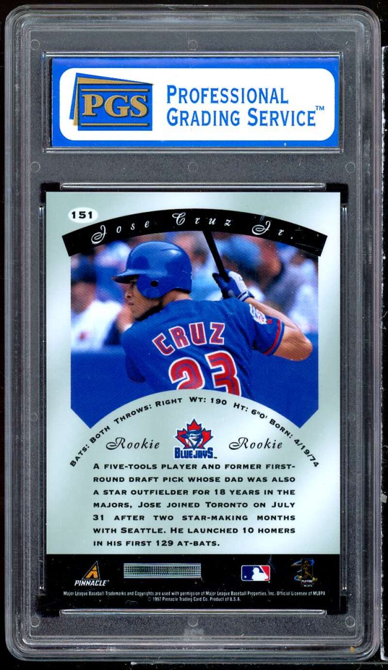 Jose Cruz Jr Rookie Card 1997 Pinnacle Certified #151 PGS 8.5 NM-MT+ Image 2