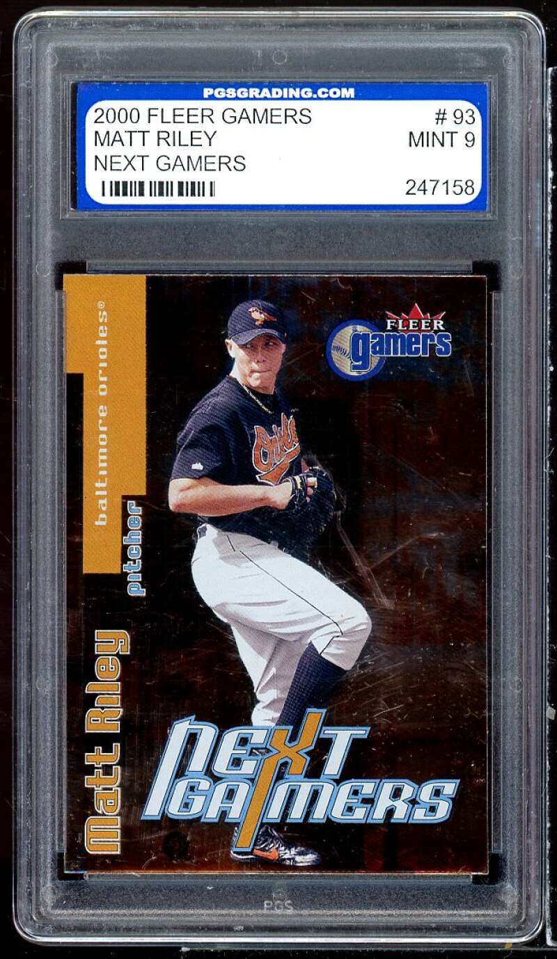 Matt Riley Rookie Card 2000 Fleer Gamers Next Gamers #93 PGS 9 MINT Image 1