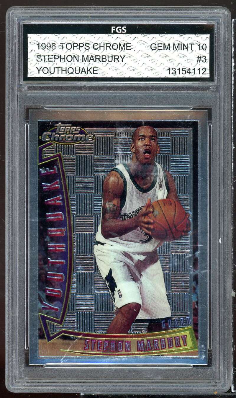 Stephon Marbury Rookie Card 1996-97 Topps Chrome Youthquake #3 FGS 10 GEM MT Image 1