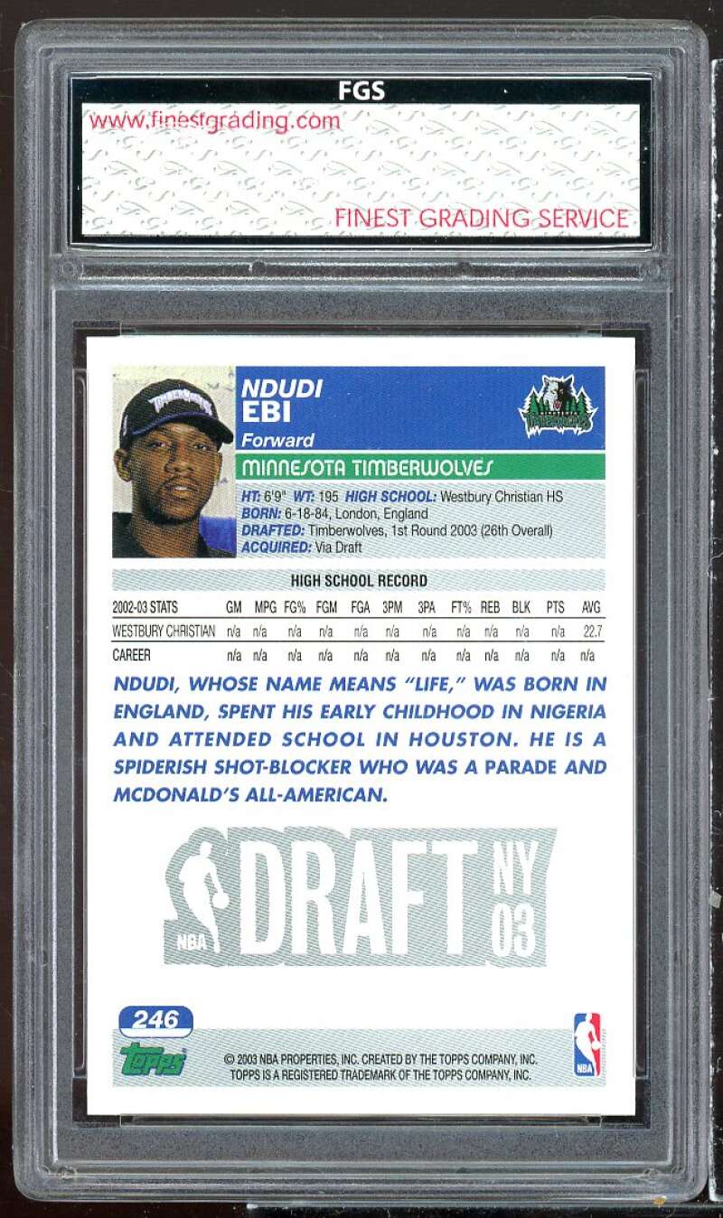 Ndudi Ebi Rookie Card 2003-04 Topps #246 FGS 10 GEM MT Image 2