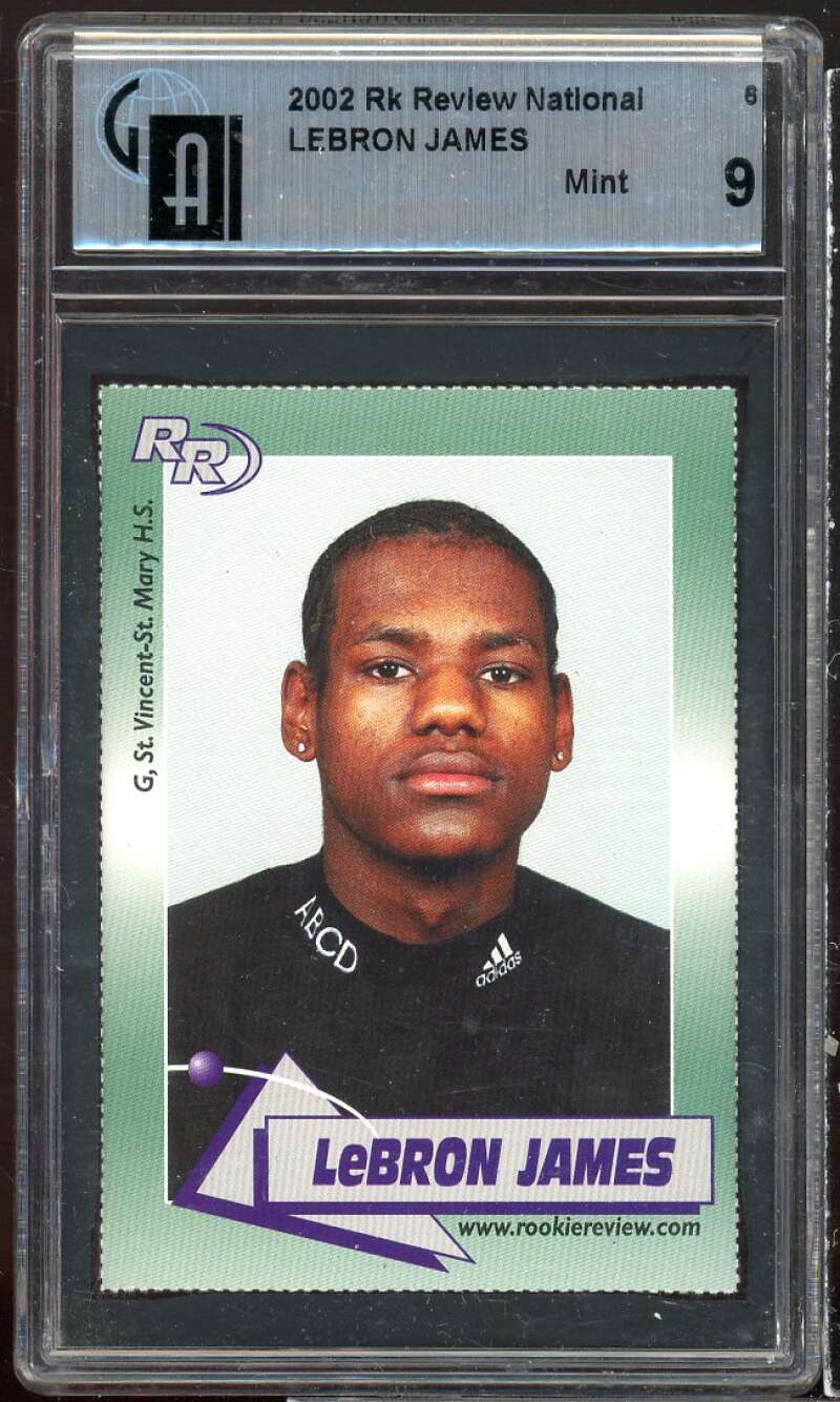 Lebron James Rookie Card 2002 Rookie Review #6 GAI 9 MINT Image 1