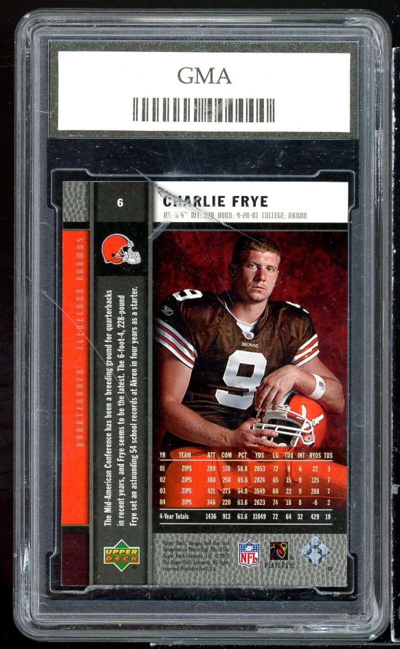 Charlie Frye Rookie Card 2005 Upper Deck Rookie Premiere #6 GMA 10 GEM MT Image 2