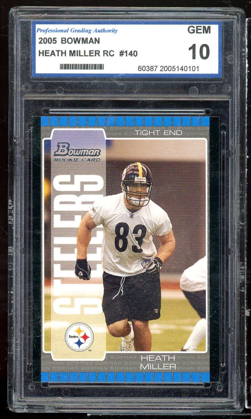 Heath Miller Rookie Card 2005 Bowman #140 PGA 10 GEM MT Image 1