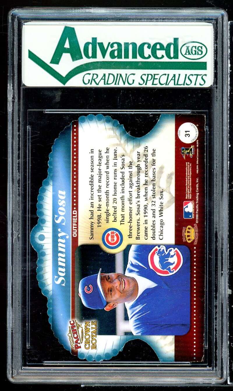 Sammy Sosa Card 1998 Crown Royale #31 AGS 9 MINT Image 2