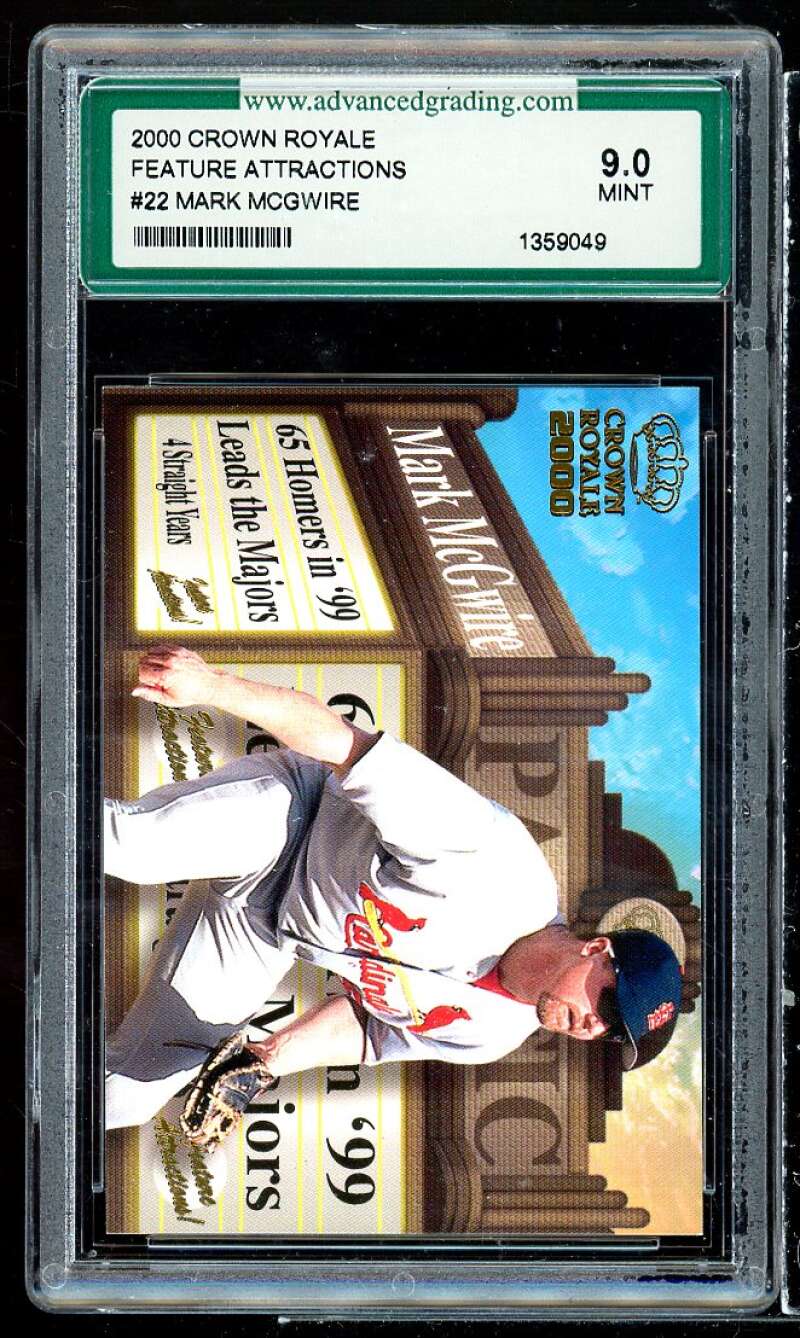 Mark Mcgwire Card 2000 Crown Royale Feature Attractions #22 AGS 9 MINT Image 1